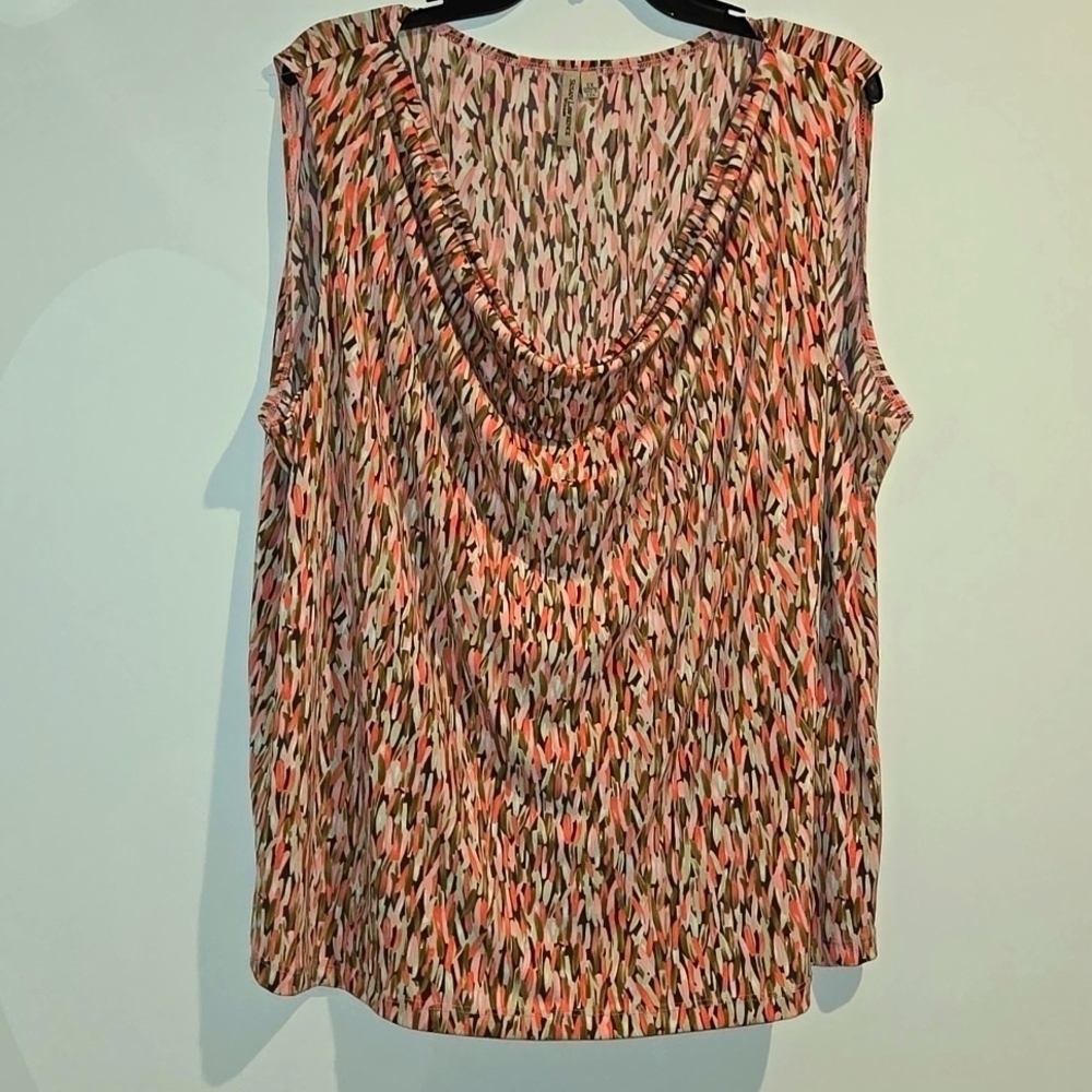 Susan Lawrence pink white tan top. Size 3X.